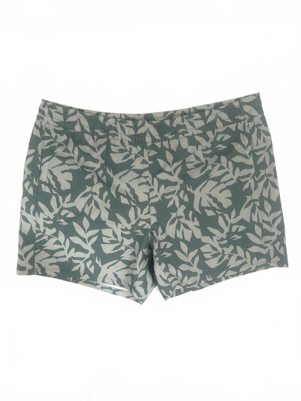 Eddie Bauer | Men’s Teal‎ Green Tropical Leaf Print Elastic Waist Shorts L